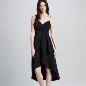 Amanda Uprichard Kiana Black Dress 100% Silk High Low Dress Size Small